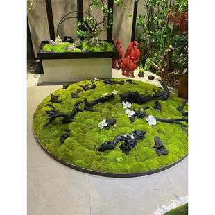 新中国风微景观干山石仙苔苔饰品酒店餐桌包间圆桌人造花装饰
