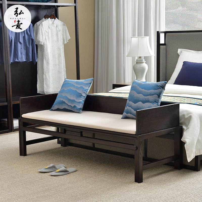 罗汉床小户型新中式实木小尺寸沙发民宿白蜡木床尾凳卧塌贵妃床榻