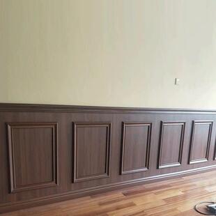 竹木纤维集成墙板回字墙裙法式防潮护墙板竹炭纤维装饰板pvc防撞