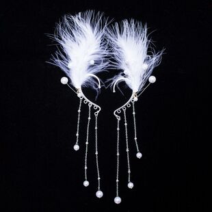 精灵羽毛耳夹无耳洞儿童耳挂高级感时尚流苏夸张耳饰2025新耳饰女