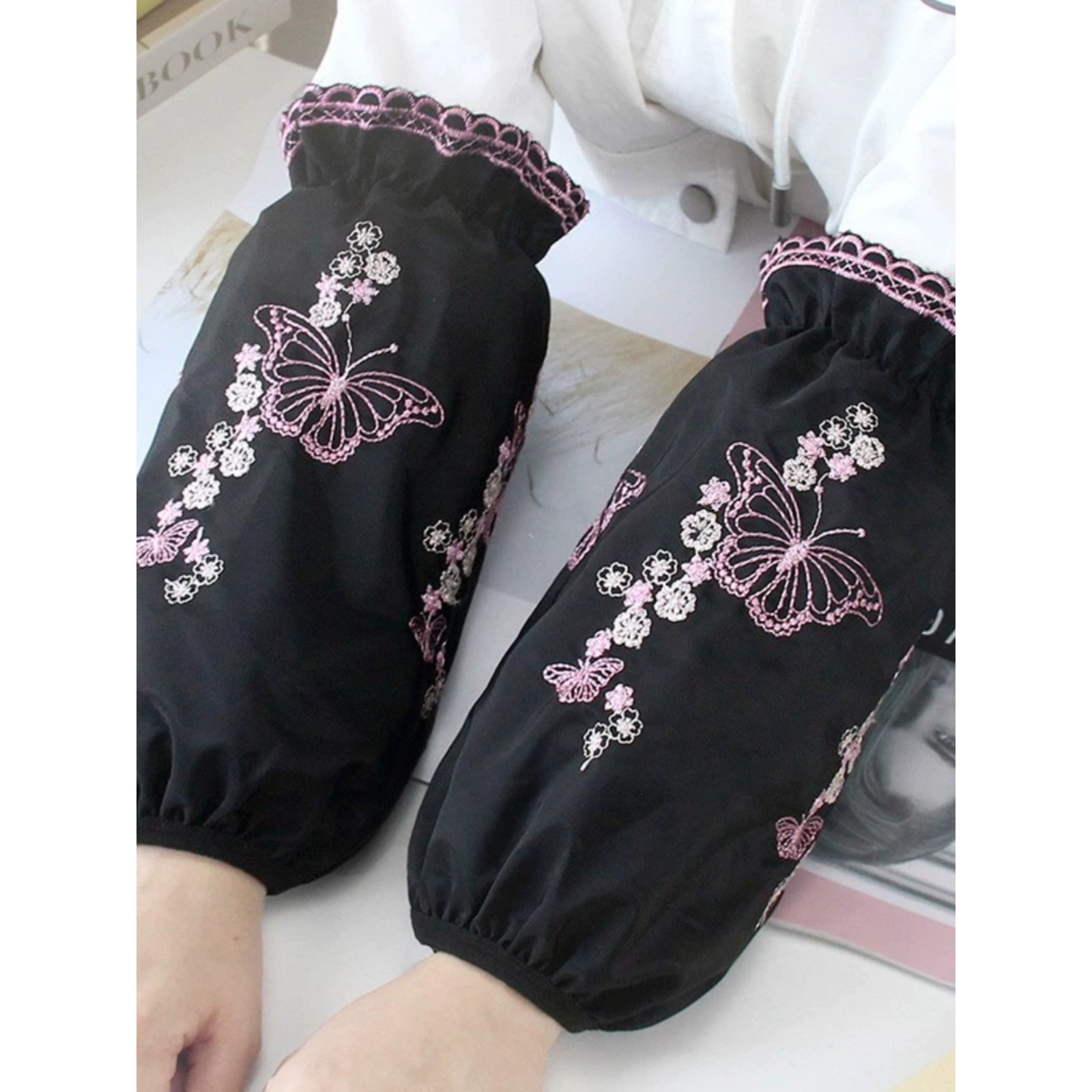 袖套女长款蕾丝套袖成人上班工作防脏护袖羽绒服专用防污防水袖头