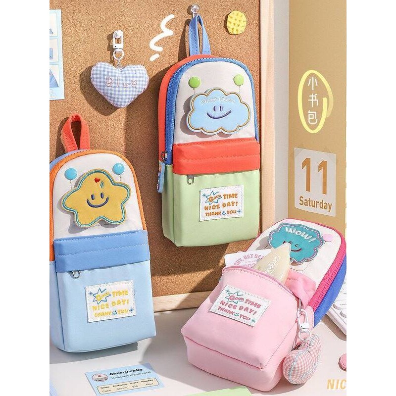 新款小书包星星笔袋大容量小学生文具袋铅笔文具盒女孩高颜值笔袋