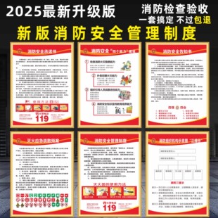 新版公共场所消防安全管理制度牌四个能力三提示消防应急预案告知承诺书警示牌上墙制度贴纸标识标牌酒店通用