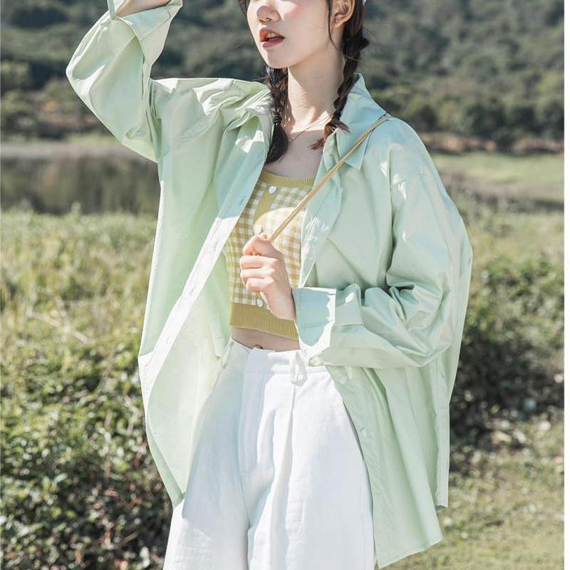 清新防晒衬衫女设计感小众2025春季新款宽松长袖衬衣外套外穿上衣