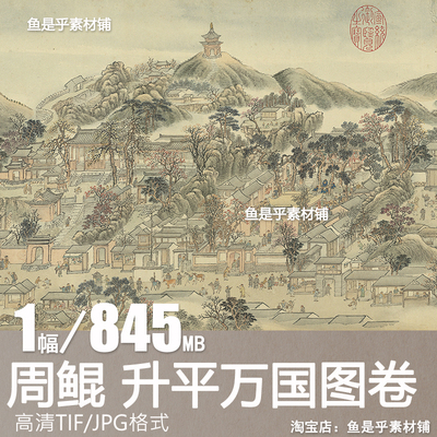 升平万国图卷清代周鲲绘山水人物国画学习绘画高清电子版图片素材