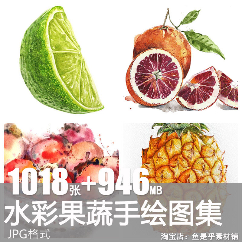 水彩蔬菜水果手绘图集线稿教程彩铅果蔬插画临摹绘画电子素材图片
