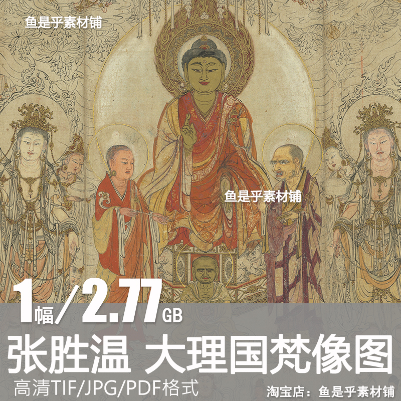 宋大理国描工张胜温梵像图卷古代工笔画菩萨佛像电子版绘画素材
