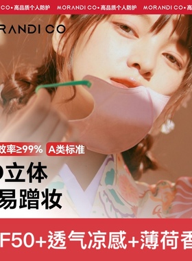 日本Morandi Co保暖防晒防紫外线立体3D渐变彩色秋冬凉感薄口罩女