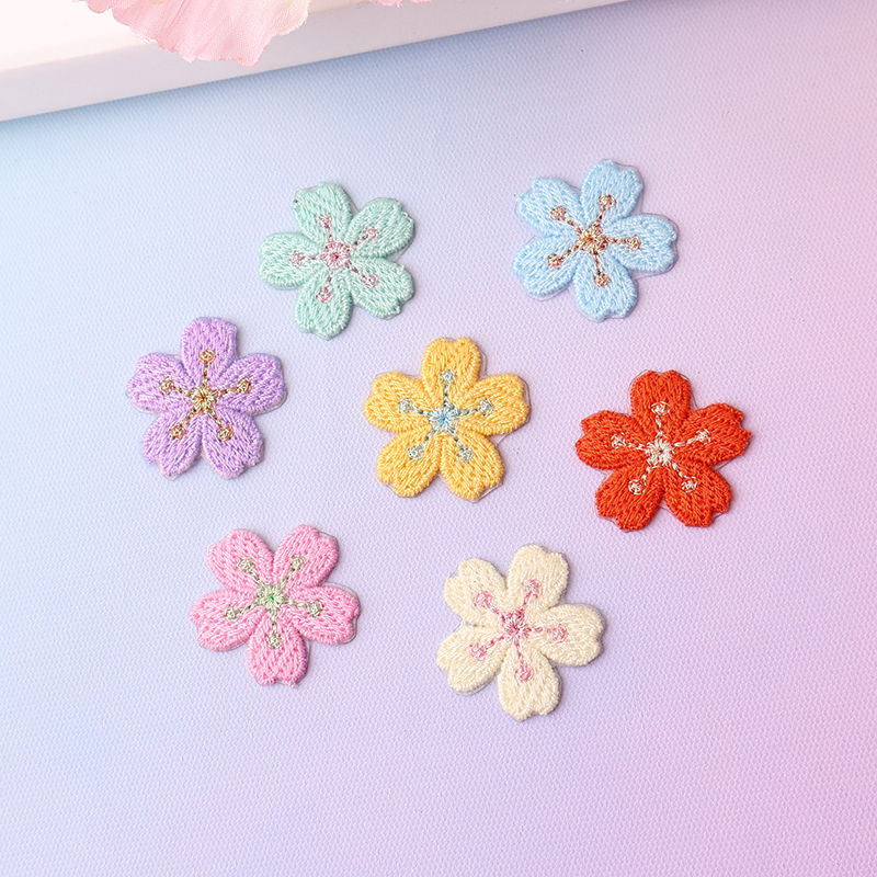 小号樱花刺绣布贴补丁贴自粘牛仔裤羽绒服破洞修补衣服装饰修补贴