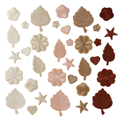 米白咖啡卡其米色补丁贴自粘羽绒服刺绣衣服破洞修补小花朵装饰贴