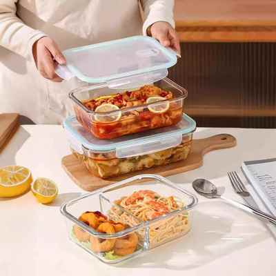 高硼硅玻璃饭盒超大容量微波炉加热专用餐盒食品级冰箱密封保鲜盒