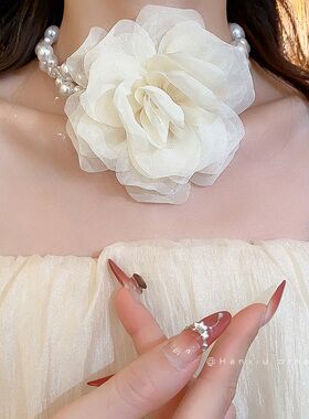 感花朵时尚颈链气质项饰夏日玻璃