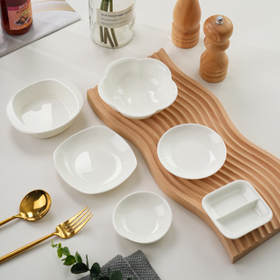 雅雅姑姑优质纯白骨瓷火锅碟蘸料碟高级餐厅专用调味碟家用釉下彩