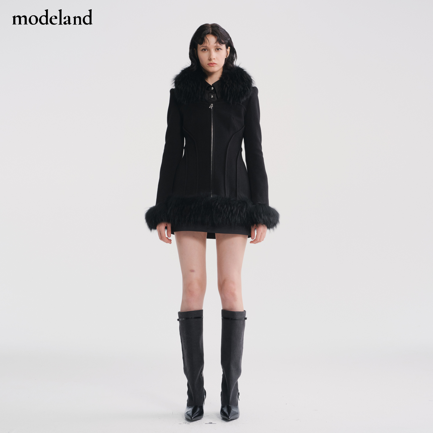 羊毛修身喇叭袖厚外套