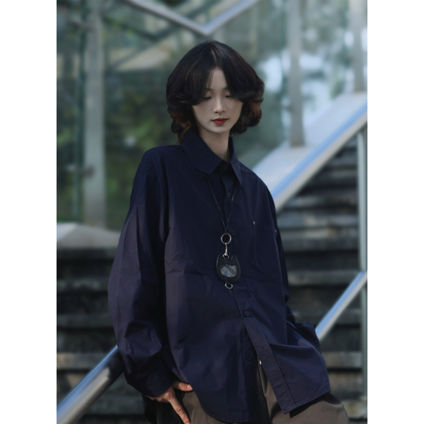 牧游昏昏 日系复古纯棉宽松廓形长袖衬衫男女休闲通勤百搭衬衣潮