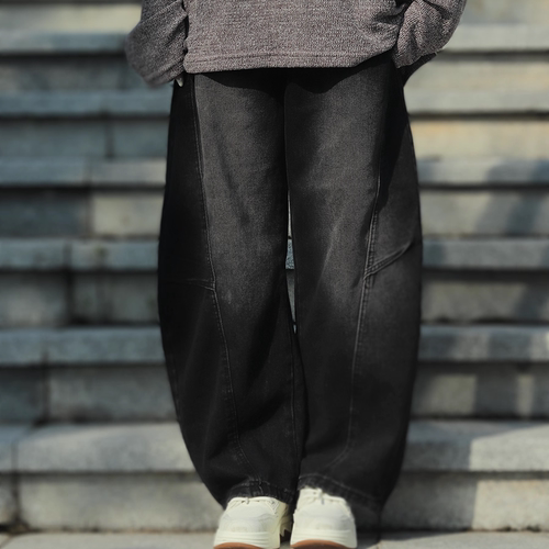 牧游昏昏美式复古宽松弯刀牛仔裤水洗做旧休闲男女潮