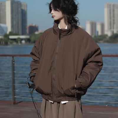 牧游昏昏日系冬季美拉德竖条纹棉衣男女复古百搭面包服棉袄外套潮