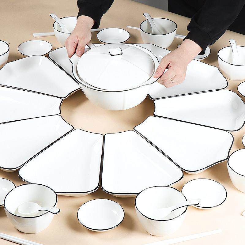 碗碟套装陶瓷拼盘碗盘吃饭菜汤碗筷组合简约网红家用现代餐具套装