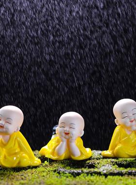 创意精品陶瓷禅意小和尚桌面摆件大肚弥勒佛客厅书房办公室装饰品