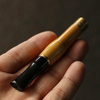 实心竹纯手工精工制作铜制烟嘴抽烟道具把件把玩收藏竹工艺品竹器