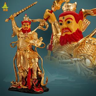 台湾铜鎏金王天君神像护法三眼王灵官铜像纯铜彩绘家居佛像摆件