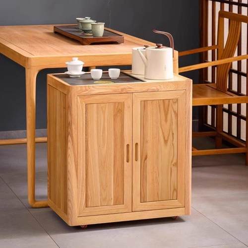 白蜡木茶水柜家用小户型茶台实木移动茶台小户型客厅茶几茶桌边柜