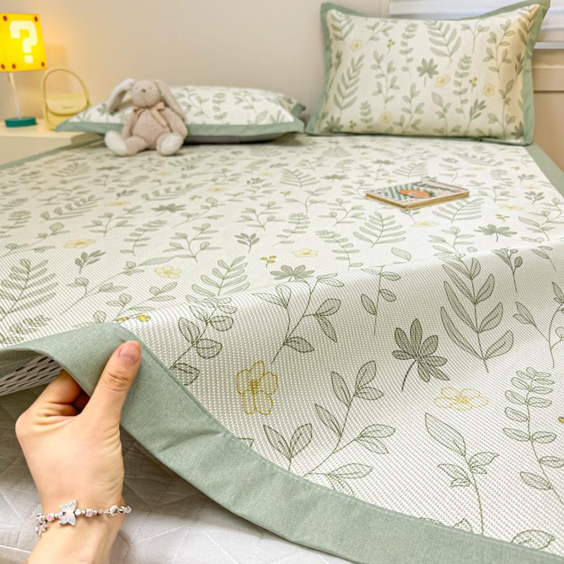 夏季小清新凉席冰丝席三件套卡通可机洗1.8m学生宿舍软席子2.0米