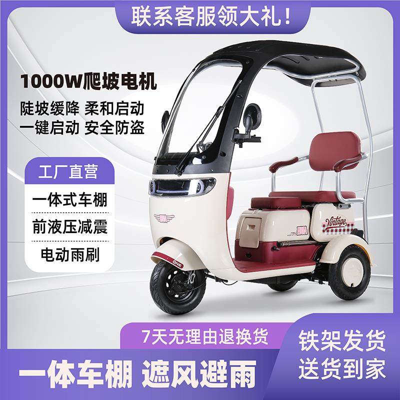 新款代步电动三轮车目录车迷你新国标电动电瓶车老人接送孩子带棚