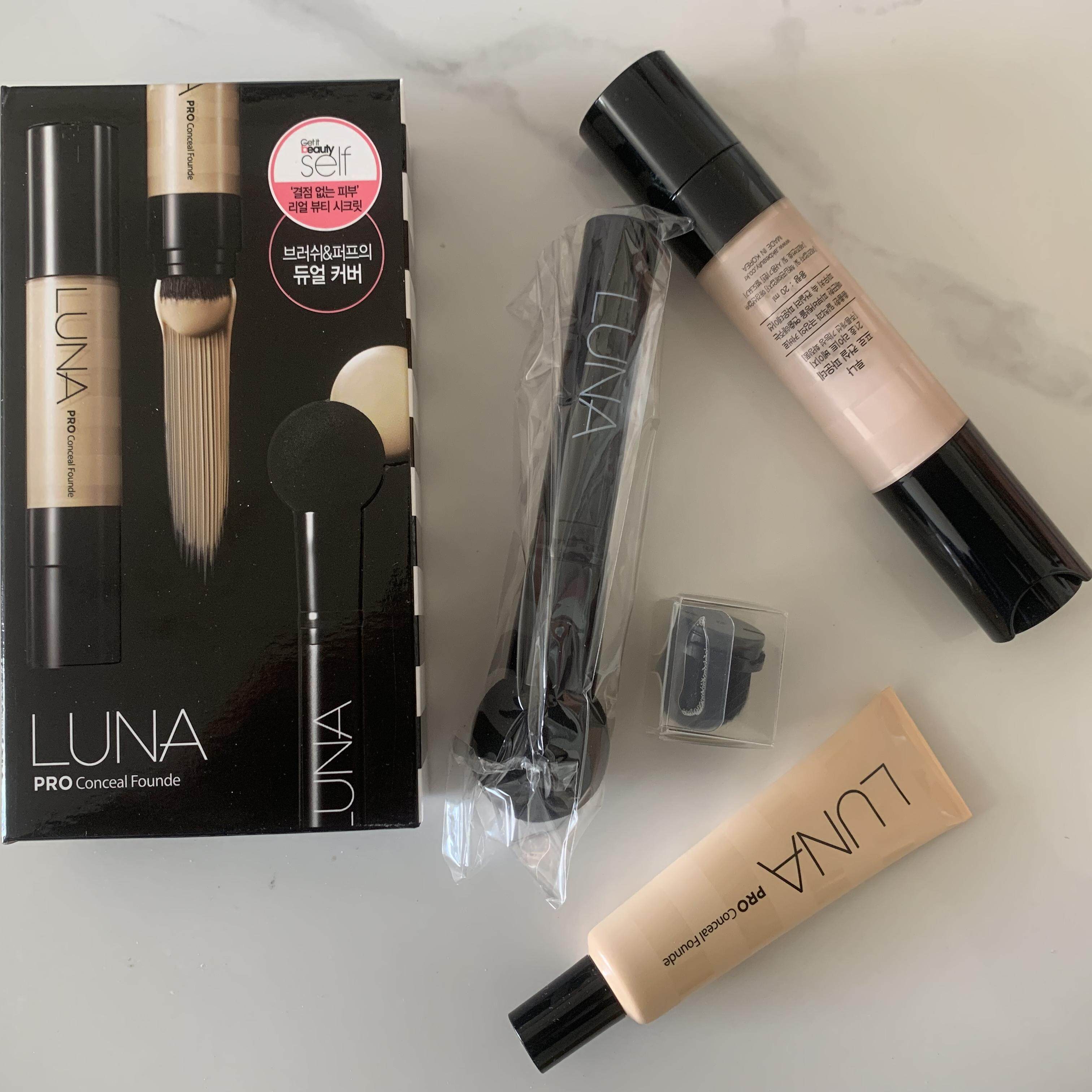 dw粉底液彩棠露娜粉底23#21遮瑕持妆20ml+粉扑+刷头方里粉底液