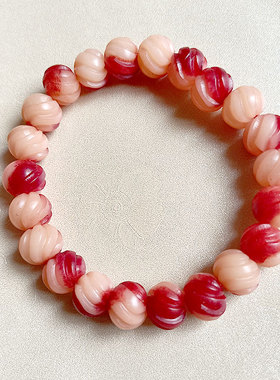 特价真品骆驼骨手串雕刻血色螺纹女手串手链12mm文玩骨头念珠饰