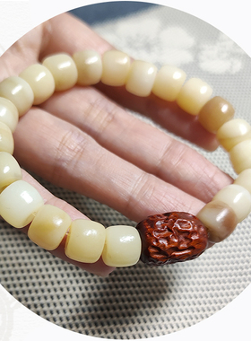 真品骆驼骨手串手链文玩佛珠饰品搭配紫檀木雕刻红枣民族风饰品