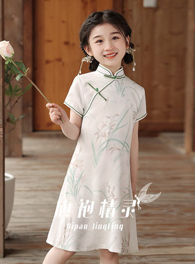 中国风小旗袍女童连衣裙中大童