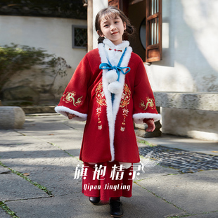 过年喜庆衣服红色女童汉服夏季加厚中国风儿童唐装女宝2026拜年服