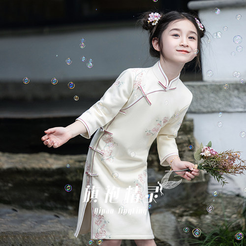 民国女童旗袍洋气小女孩新中式2026新款夏季长袖儿童旗袍裙中国风