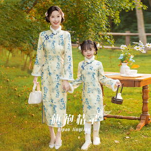 冬装亲子款母女旗袍女童连衣裙新中式冬季长袖国风儿童女孩旗袍裙