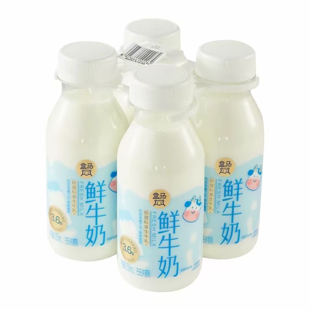 【顺丰】盒马代购鲜牛奶250ml*4瓶蛋白质3.6巴氏杀菌乳低温鲜奶