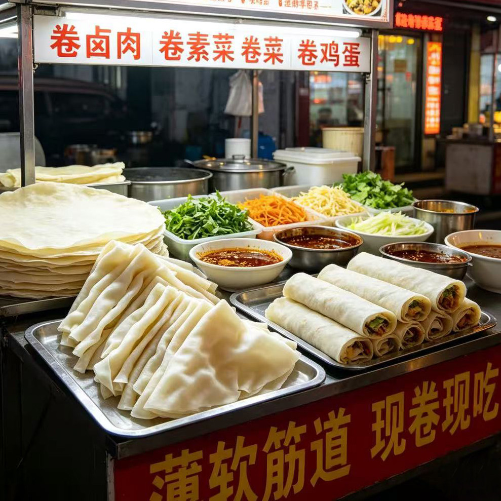 【顺丰包邮】烫面水烙馍薄饼春饼煎饼卷肉筋烧烤商用夜市摆摊小吃