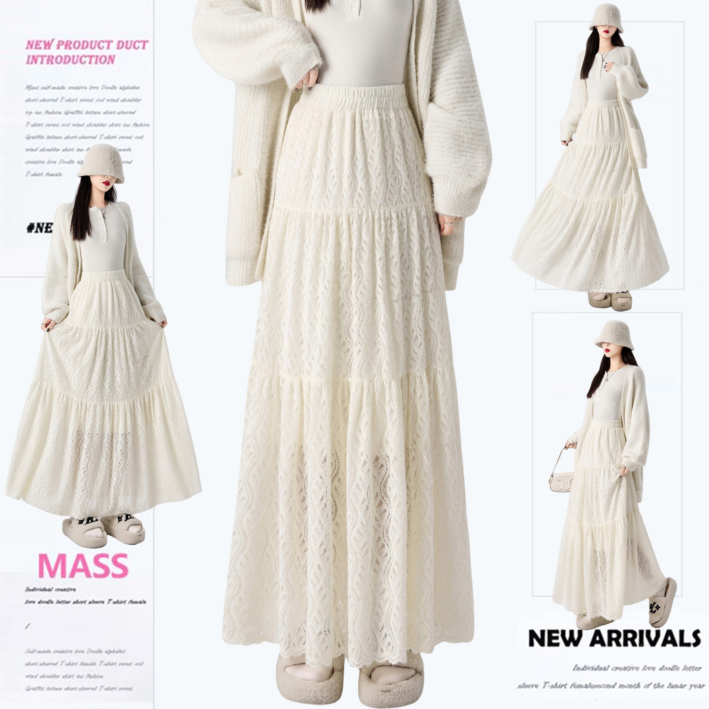 加绒磨毛毛呢米色蛋糕裙白色半身裙女秋冬长裙高个子日系裙子,女装/女士精品,半身裙,淘宝优惠券,粉丝福利购,淘宝优惠卷