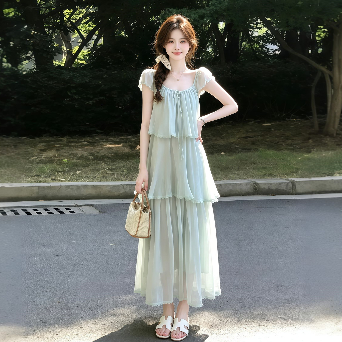 蕾丝吊带连衣裙子夏季2026新款海边丁达尔裙漂亮出片绝美度假长裙