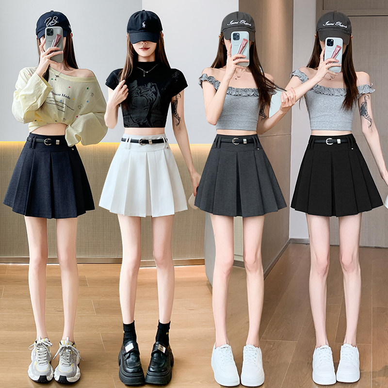 2026春款学院风天丝牛仔百褶短裙女小个子减龄百搭a字休闲半身裙