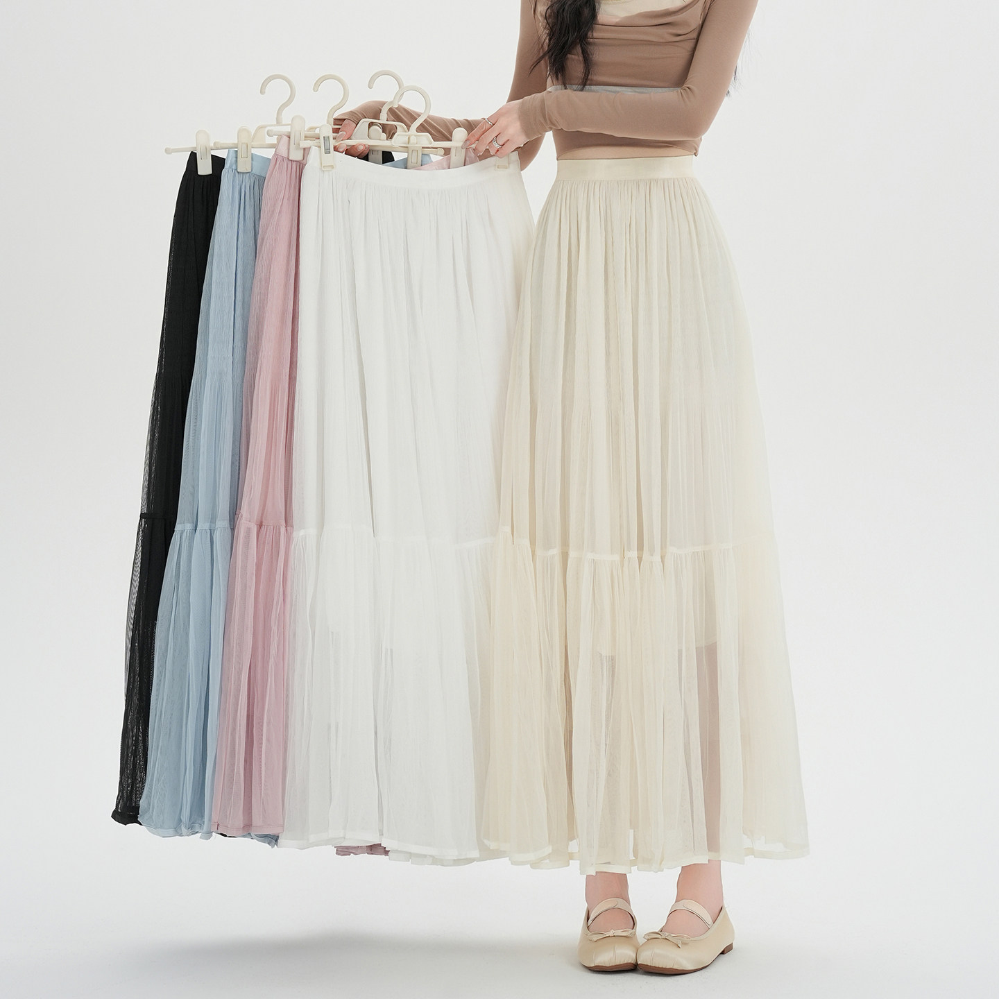 气质简约松紧腰褶皱半身裙女2026春季新款修身显瘦小个子长裙,女装/女士精品,半身裙,淘宝优惠券,粉丝福利购,淘宝优惠卷