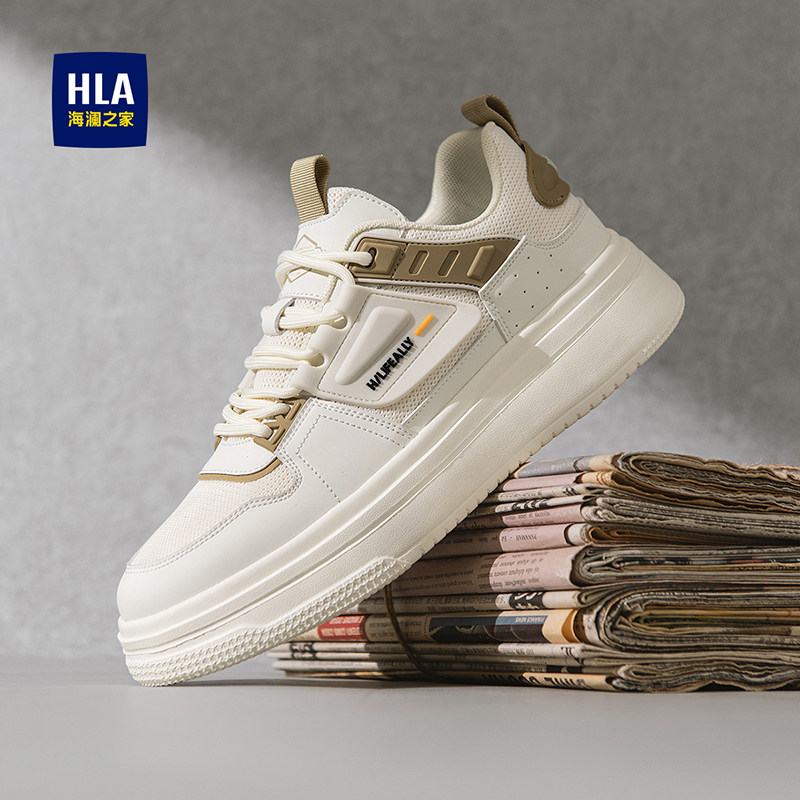 海澜之家男鞋春季2026新款透气小白鞋男款青少年学生网面厚底板鞋