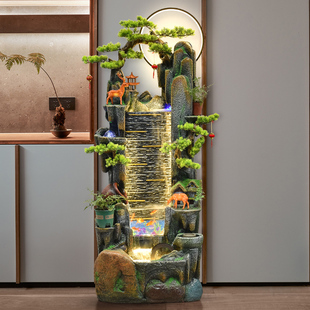 鱼缸水幕墙屏风流水摆件循环水客厅玄关落地装 饰水景假山喷泉造景