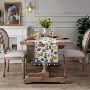 现代美式叶子提花桌旗北欧简约小清新长条桌巾茶几盖W布床旗床尾