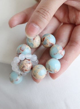 寿山石手捻女文玩盘玩手串指尖把件指环玉髓念珠小众冷门学生女款