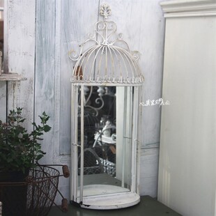 莫里斯花园 花园家居杂货 半圆鸟笼镜子壁面墙面装饰挂架