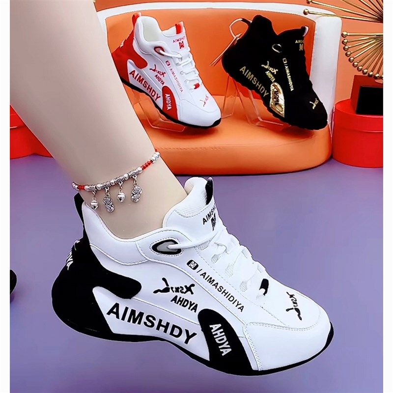 2023新款真i皮休闲运动鞋男女情侣皮蓬老爹鞋秋冬时尚软底高筒鞋