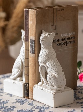 美式复古做旧动物造型书挡摆件办公室树H脂书立橱窗装饰品拍摄道