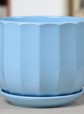 北欧简约陶瓷花盆大号白色家用多肉阳台个性绿萝客厅吊兰带托盘