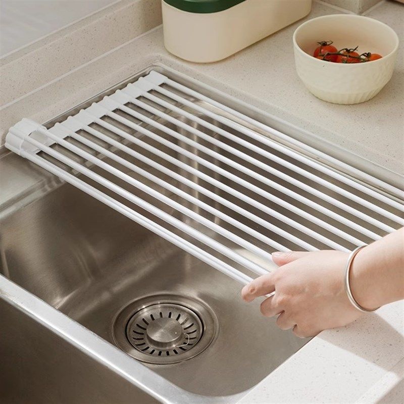 厨房水池卷帘架硅胶可折叠水槽沥水架碗碟盘收纳置物架沥水篮神器,厨房/烹饪用具,水槽置物架,淘宝优惠券,粉丝福利购,淘宝优惠卷